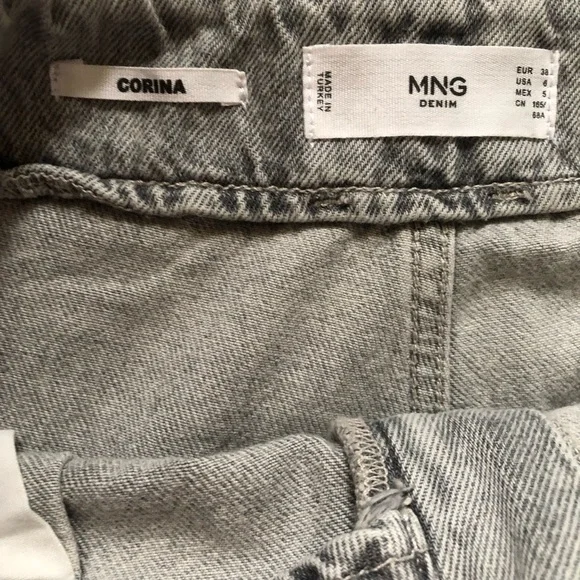 Mango Corina denim slouchy jeans in light grey cotton Size 6 NWT - Picture 6 of 10